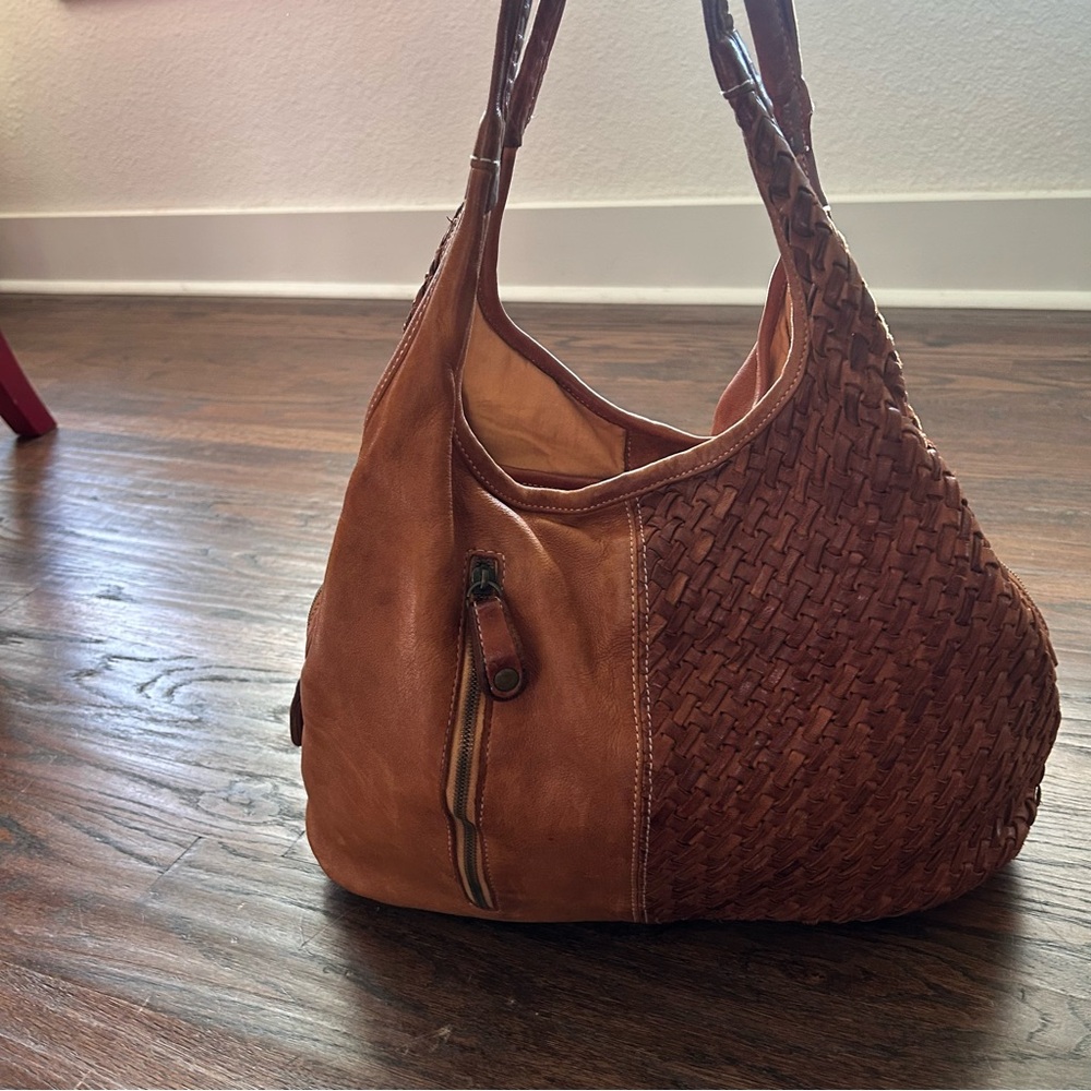 Sundance Hobo Shoulder Bag Brown Woven Leather Bohemian Boho Ital - Picture 4 of 16